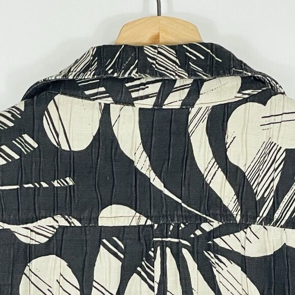 Chico's Brown Tan Tropical Leaves Crinkle Blazer Jacket Women's 1 Medium 8 - Picture 5 of 6